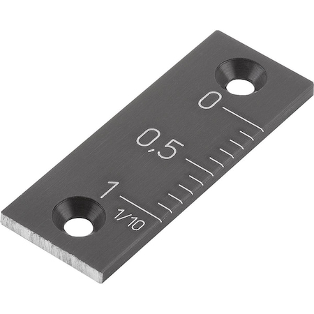 Kipp Vernier Scale Holes, Vertical L=40 15X2, Aluminum Black Anodized, Zero Point Top, Scale Right K0757.1101